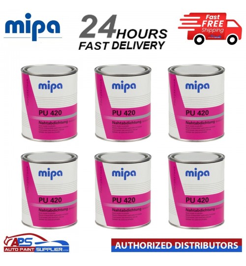 6x MIPA PU 420 Seam Sealer 1KG Tin Grey Brushable Polyurethane Adhesive Sealant